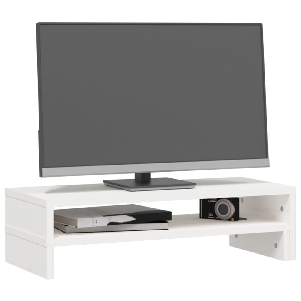 vidaXL Suporte para monitor (52-101)x22x14 cm pinho maciço branco