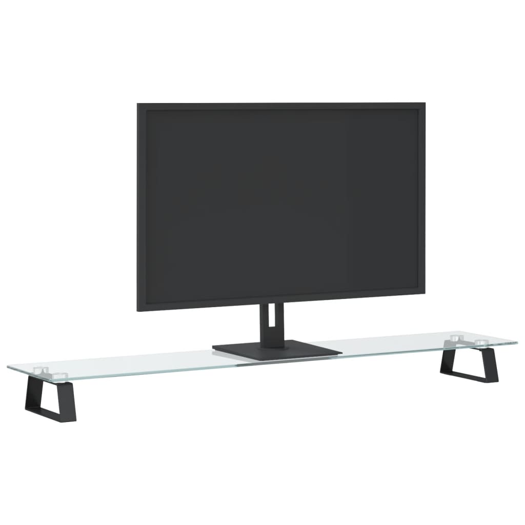 vidaXL Suporte para monitor 100x20x8 cm vidro temperado e metal preto