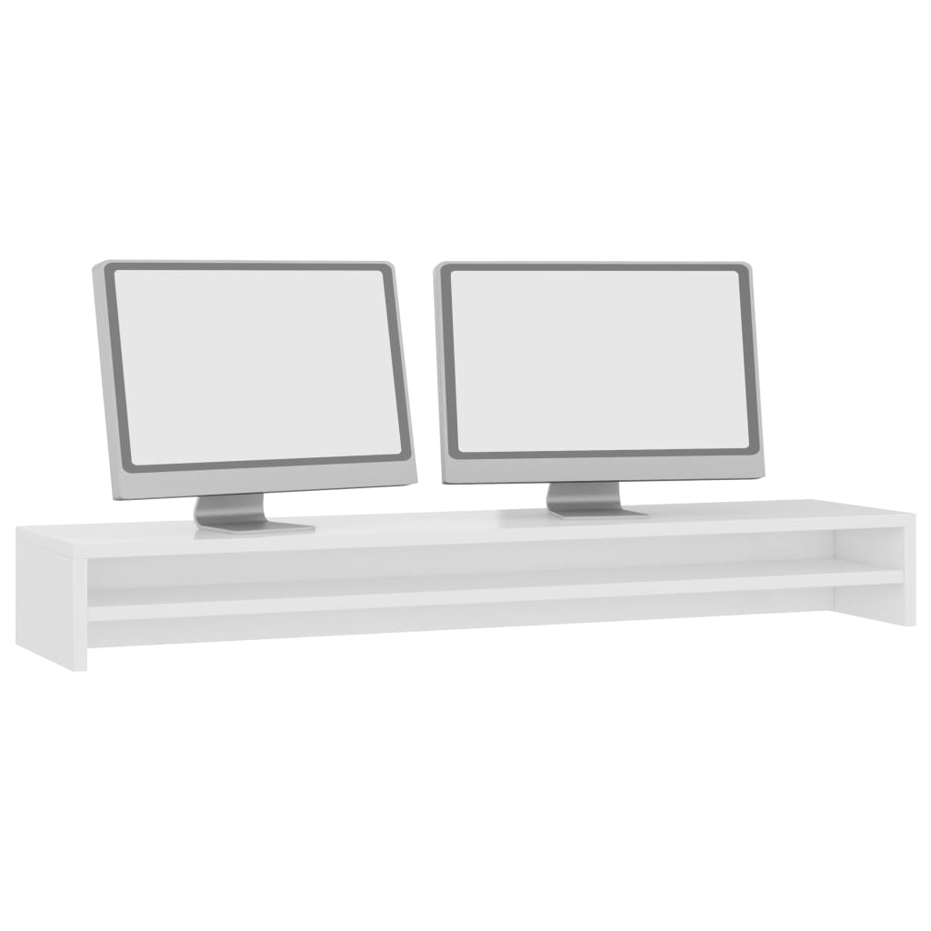 vidaXL Suporte para monitor 100x24x13cm contraplacado branco brilhante