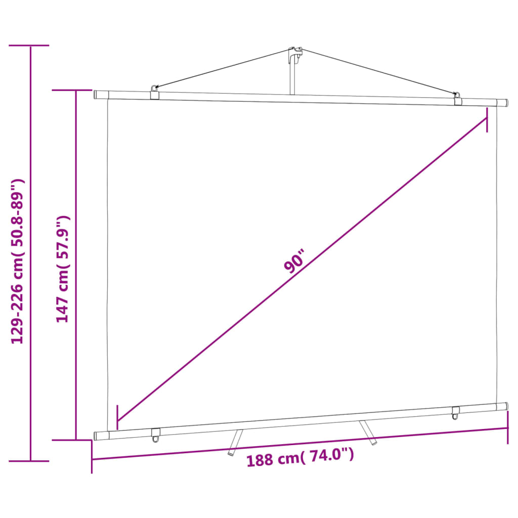 vidaXL Tela de projeção com tripé 90" 4:3