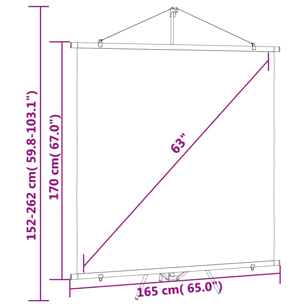 vidaXL Tela de projeção com tripé 63" 1:1