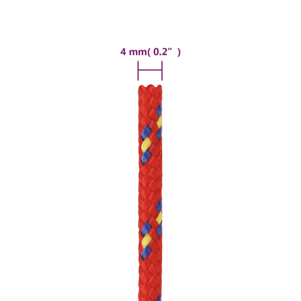 vidaXL Corda de barco 4 mm 100 m polipropileno vermelho