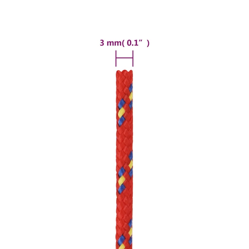 vidaXL Corda de barco 3 mm 100 m polipropileno vermelho