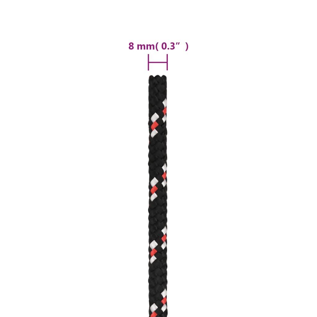 vidaXL Corda de barco 8 mm 25 m polipropileno preto