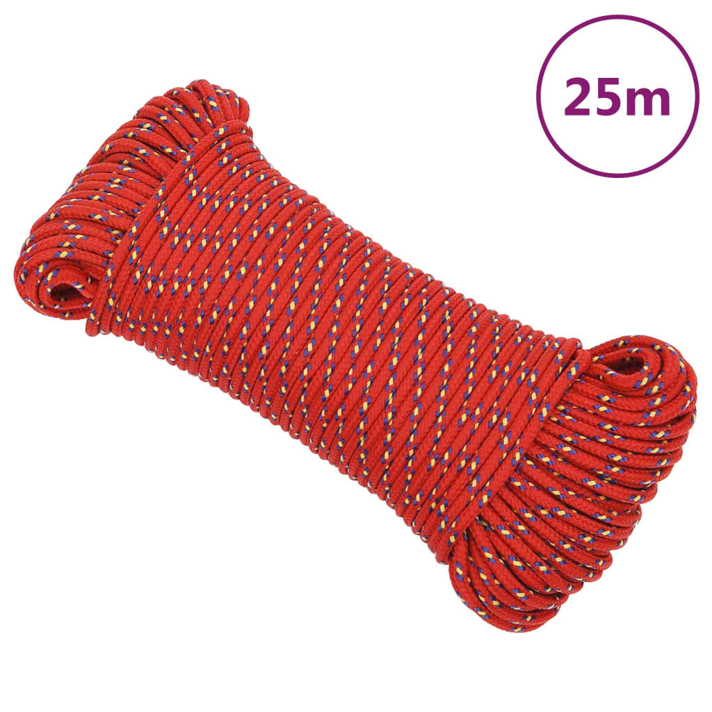 vidaXL Corda de barco 4 mm 25 m polipropileno vermelho