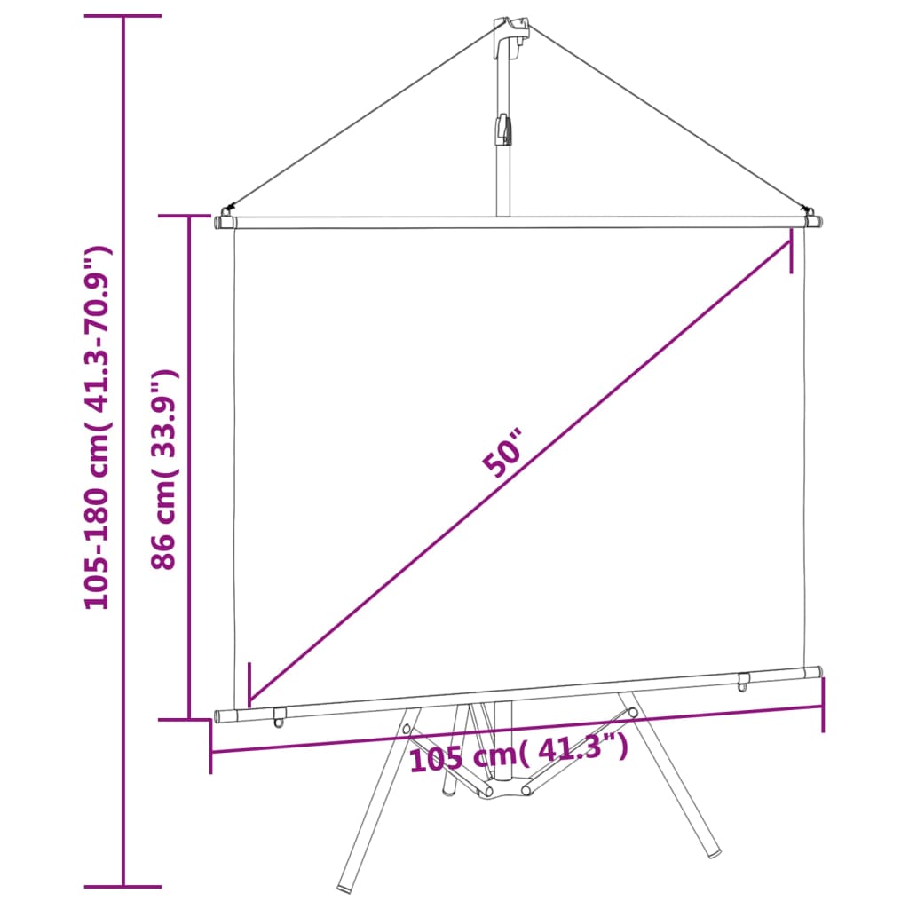 vidaXL Tela de projeção com tripé 50" 4:3