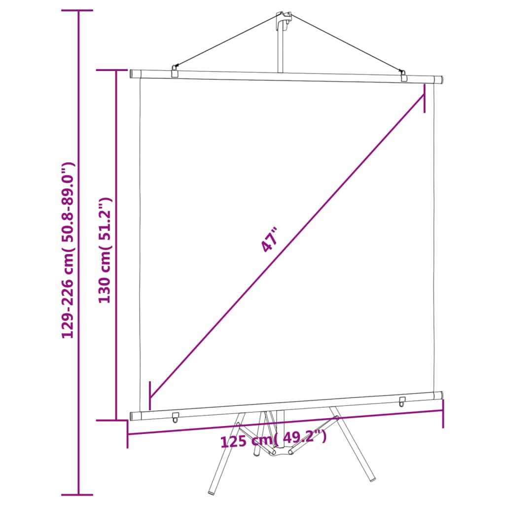 vidaXL Tela de projeção com tripé 47" 1:1