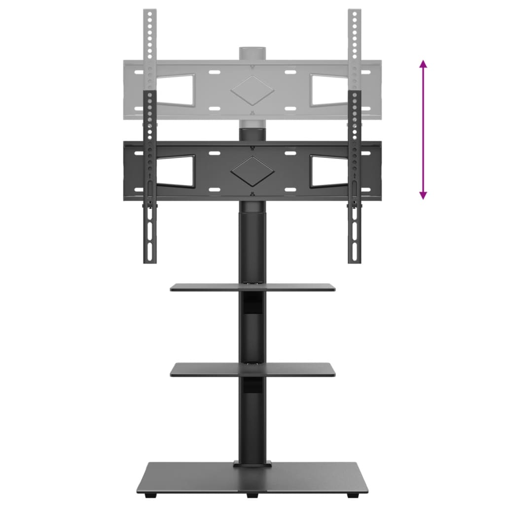 vidaXL Suporte de canto para TV 32-65 polegadas c/ 3 prateleiras preto