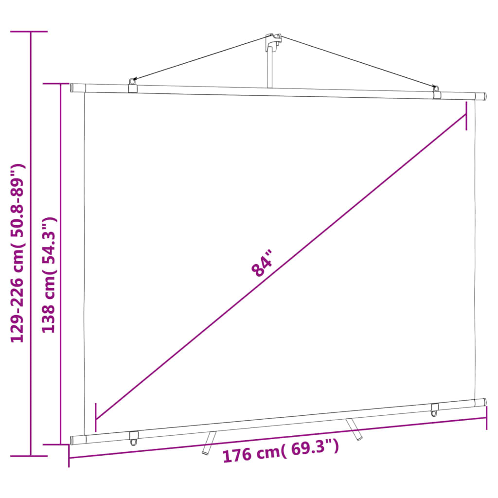 vidaXL Tela de projeção com tripé 84" 4:3