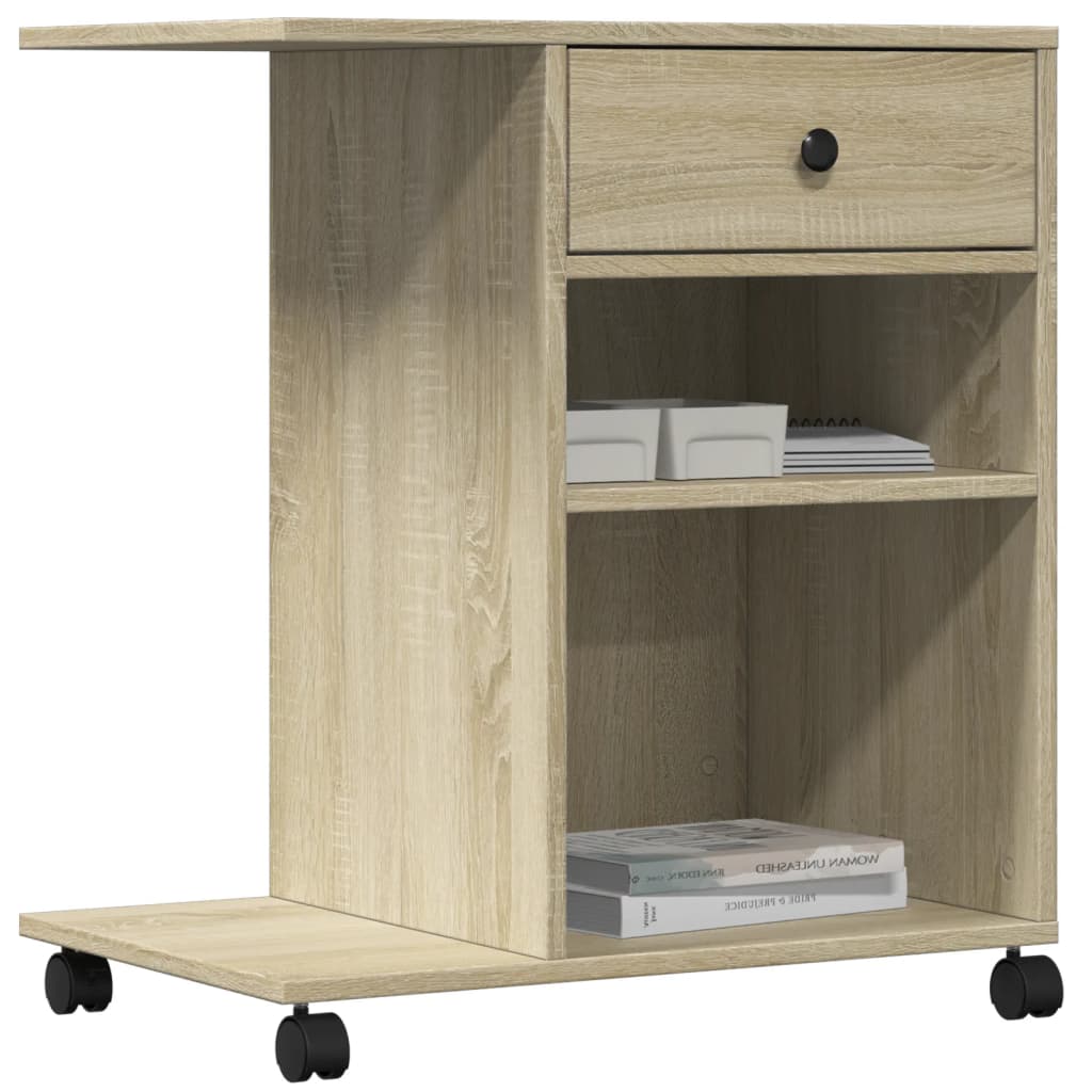 vidaXL Suporte para impressora com rodas 60x40x68,5 cm carvalho sonoma