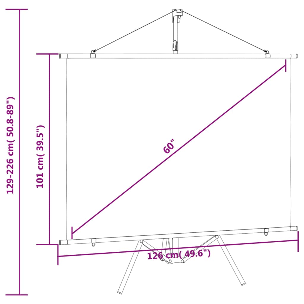 vidaXL Tela de projeção com tripé 60" 4:3