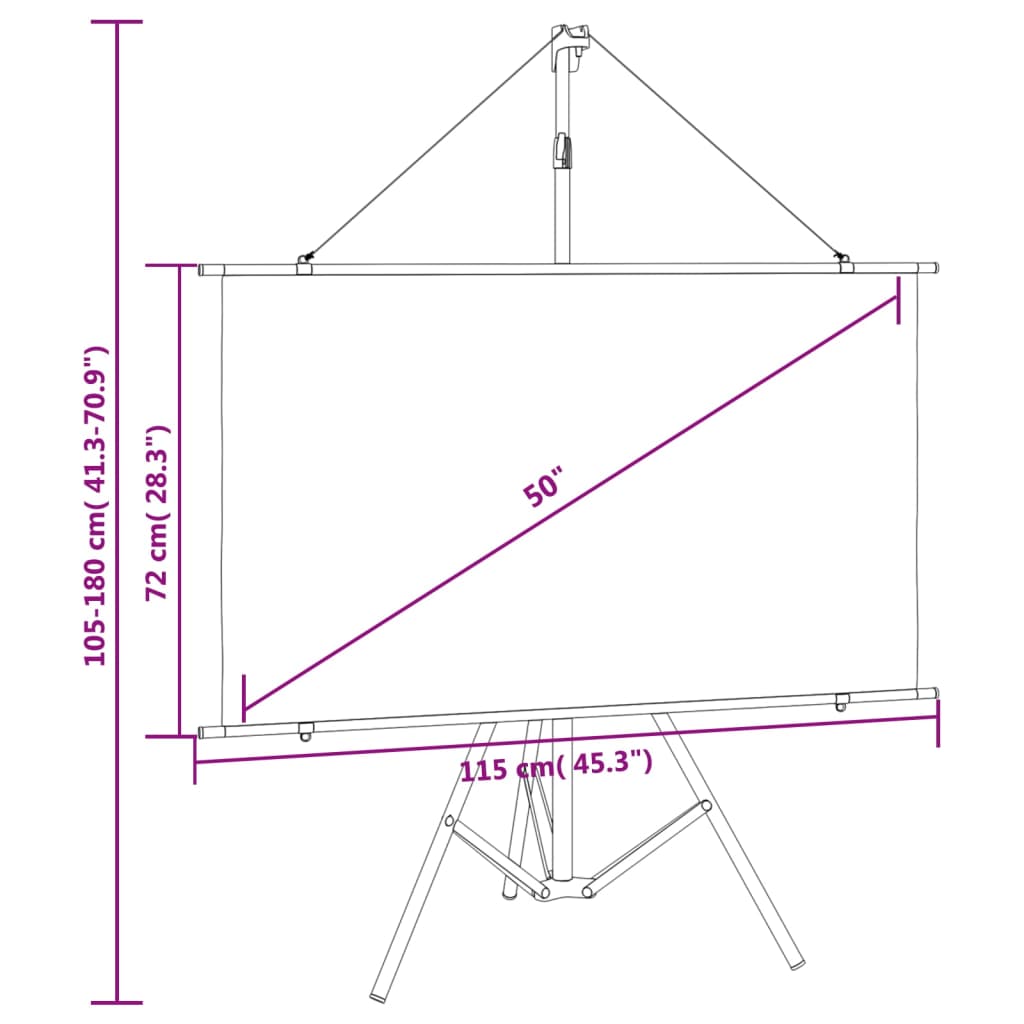 vidaXL Tela de projeção com tripé 50" 16:9