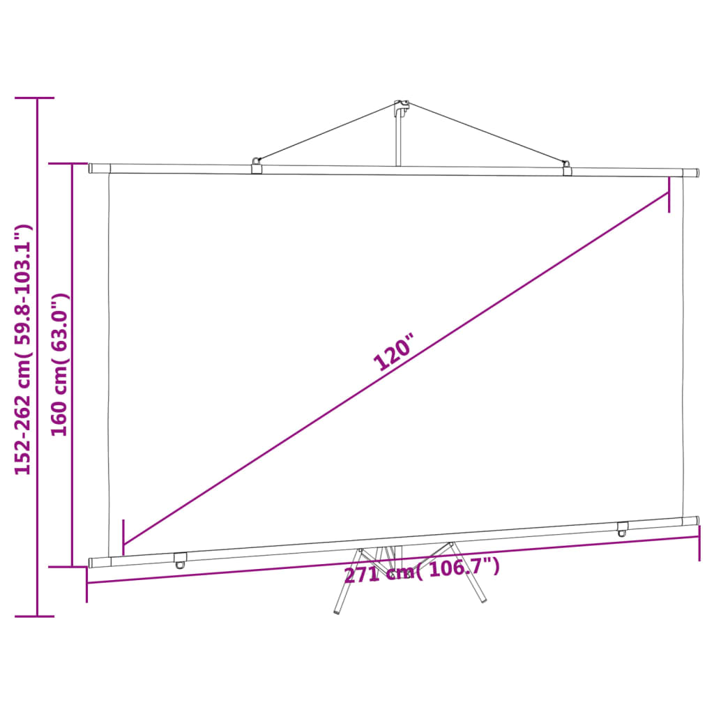 vidaXL Tela de projeção com tripé 120" 16:9