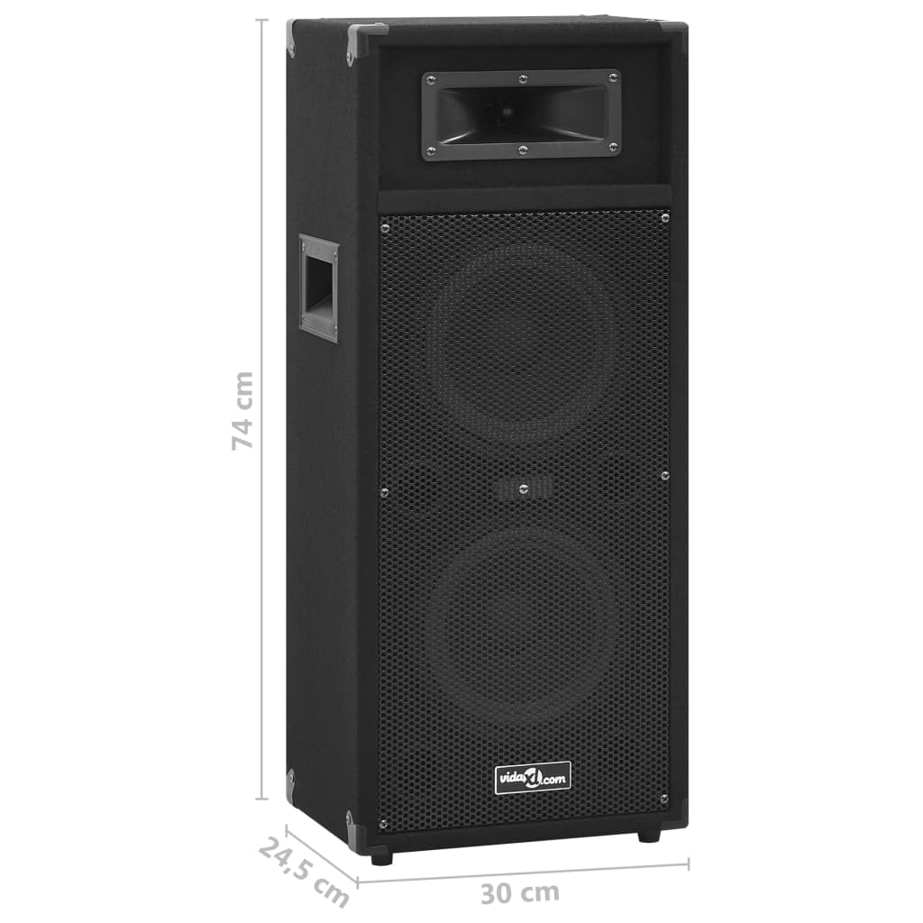 vidaXL Colunas de palco Hifi profissionais passivas 2 pcs 1000 W preto