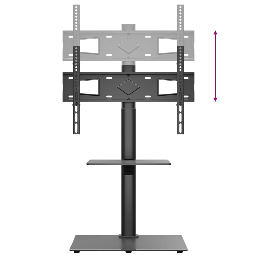 vidaXL Suporte de canto para TV 32-65 polegadas c/ 2 prateleiras preto