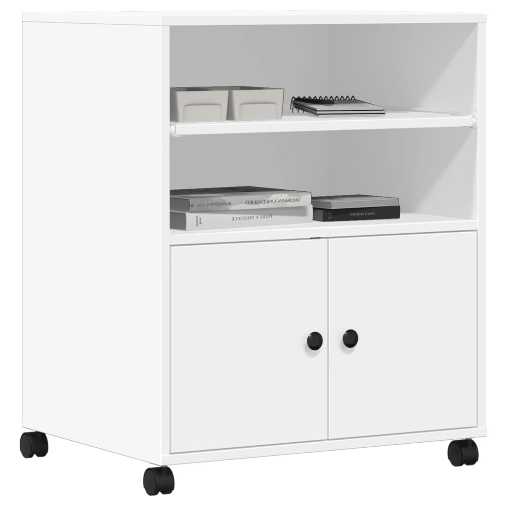 vidaXL Suporte para impressora com rodas 60x48x74 cm branco