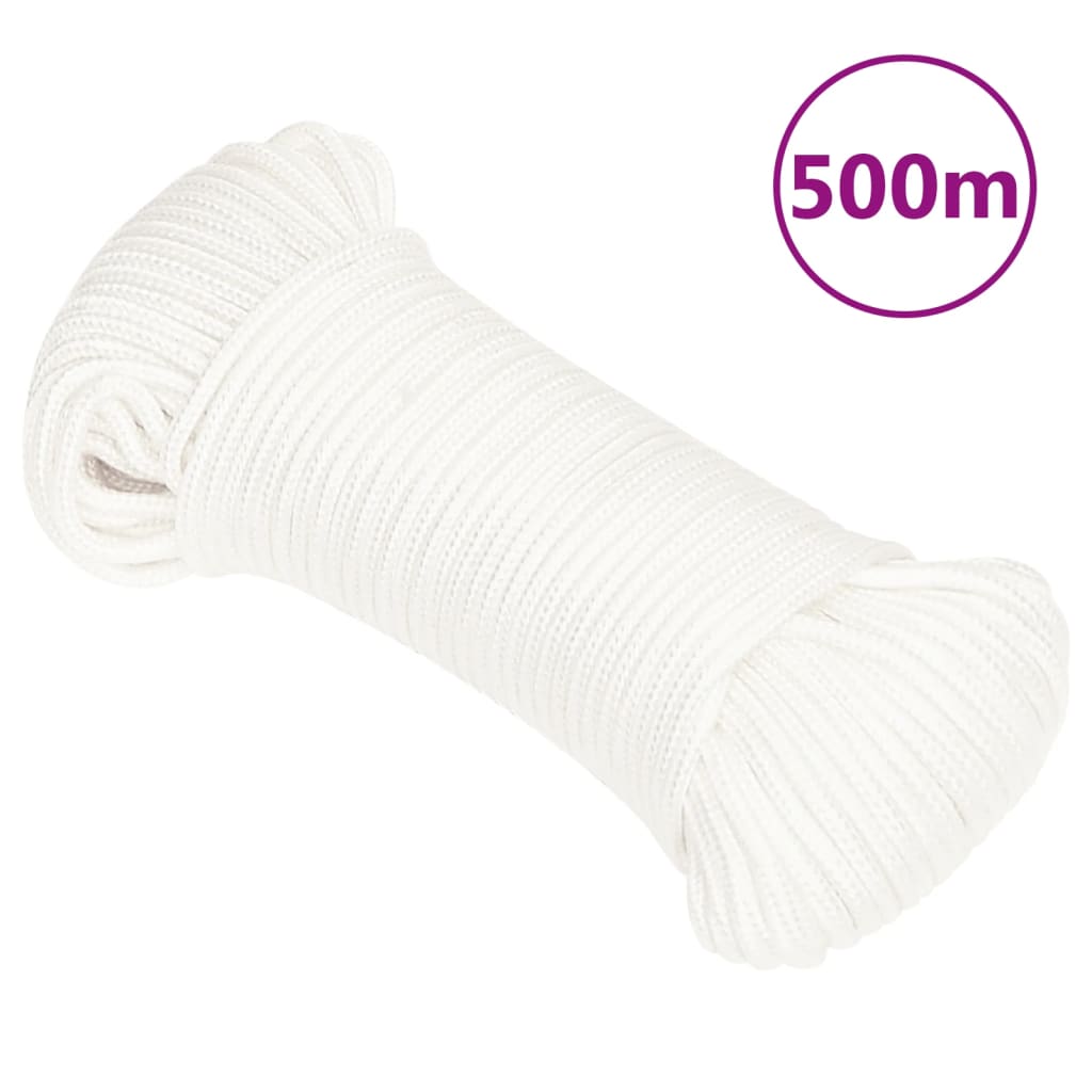 vidaXL Corda de barco 5 mm 500 m polipropileno branco completo