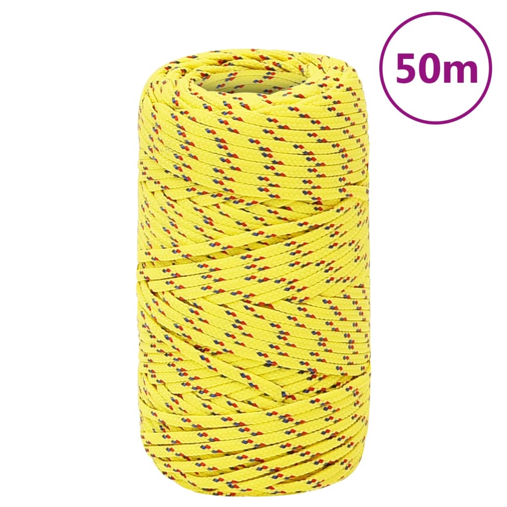 vidaXL Corda de barco 2 mm 50 m polipropileno amarelo