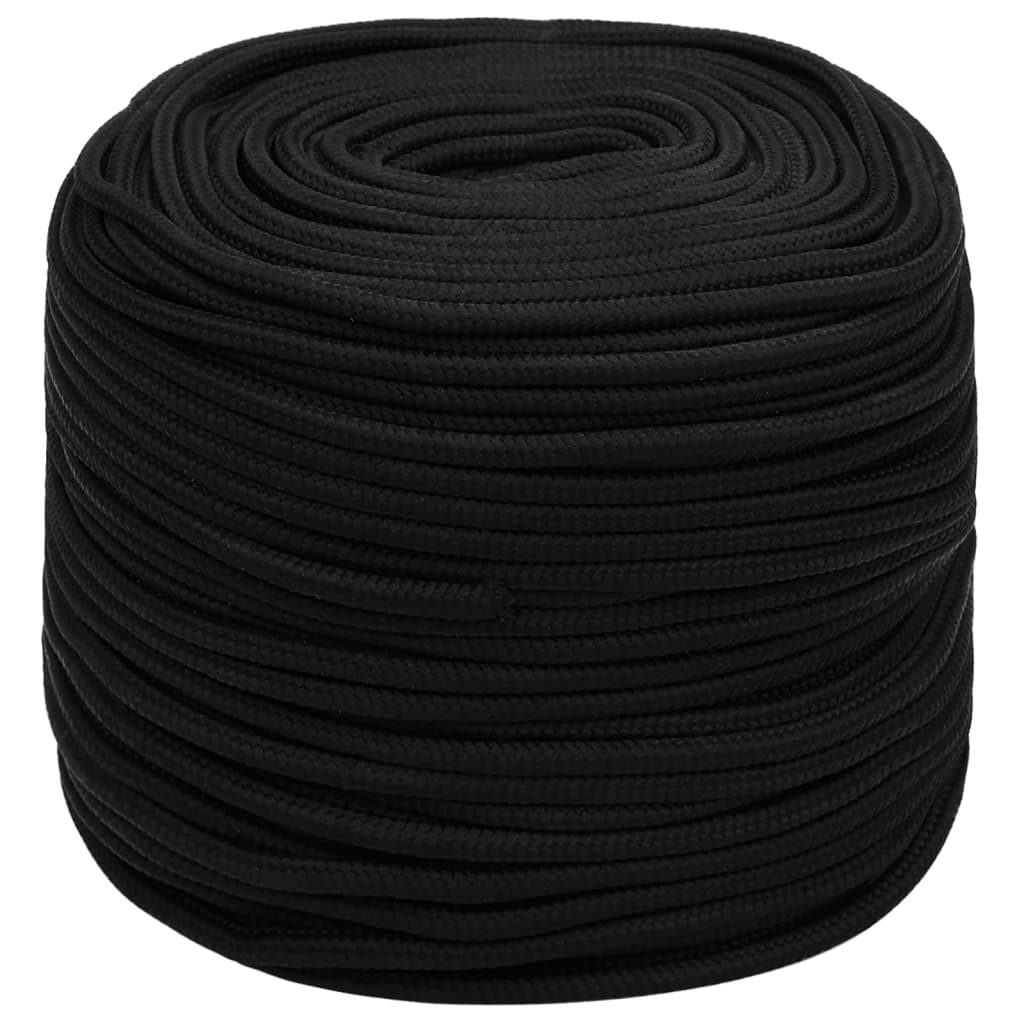 vidaXL Corda de trabalho 6 mm 25 m poliéster preto