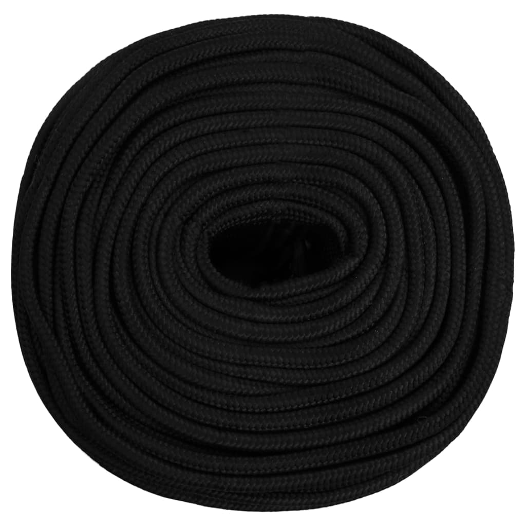 vidaXL Corda de trabalho 6 mm 25 m poliéster preto