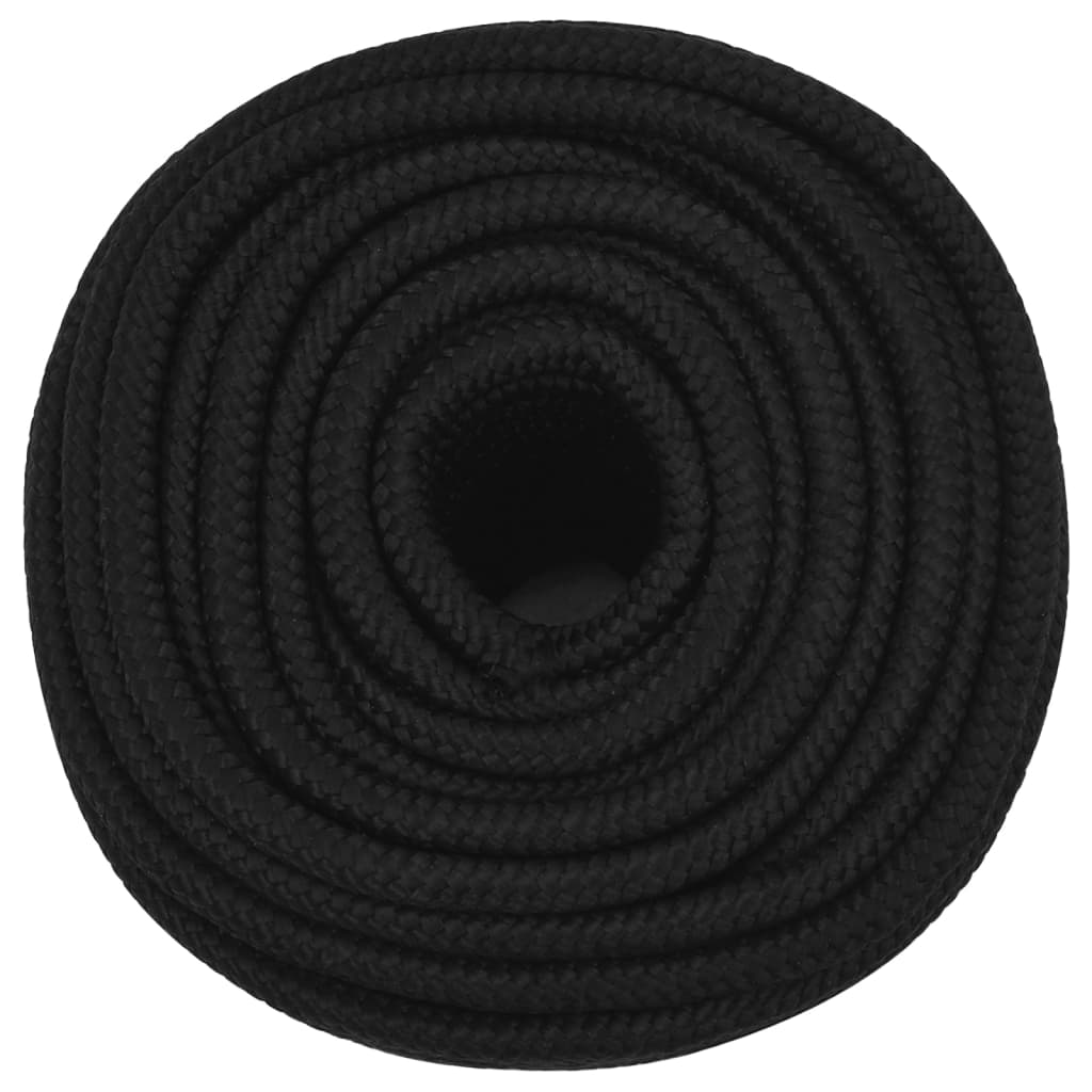 vidaXL Corda de trabalho 12 mm 50 m poliéster preto