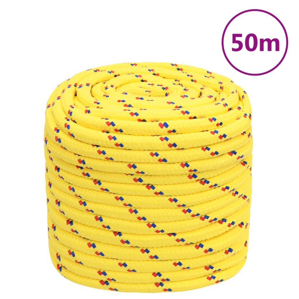 vidaXL Corda de barco 16 mm 50 m polipropileno amarelo