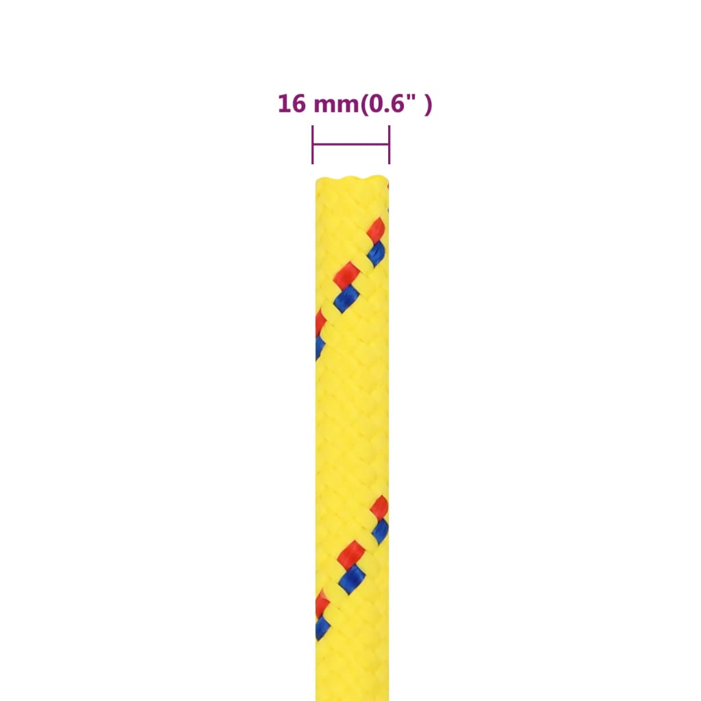 vidaXL Corda de barco 16 mm 50 m polipropileno amarelo