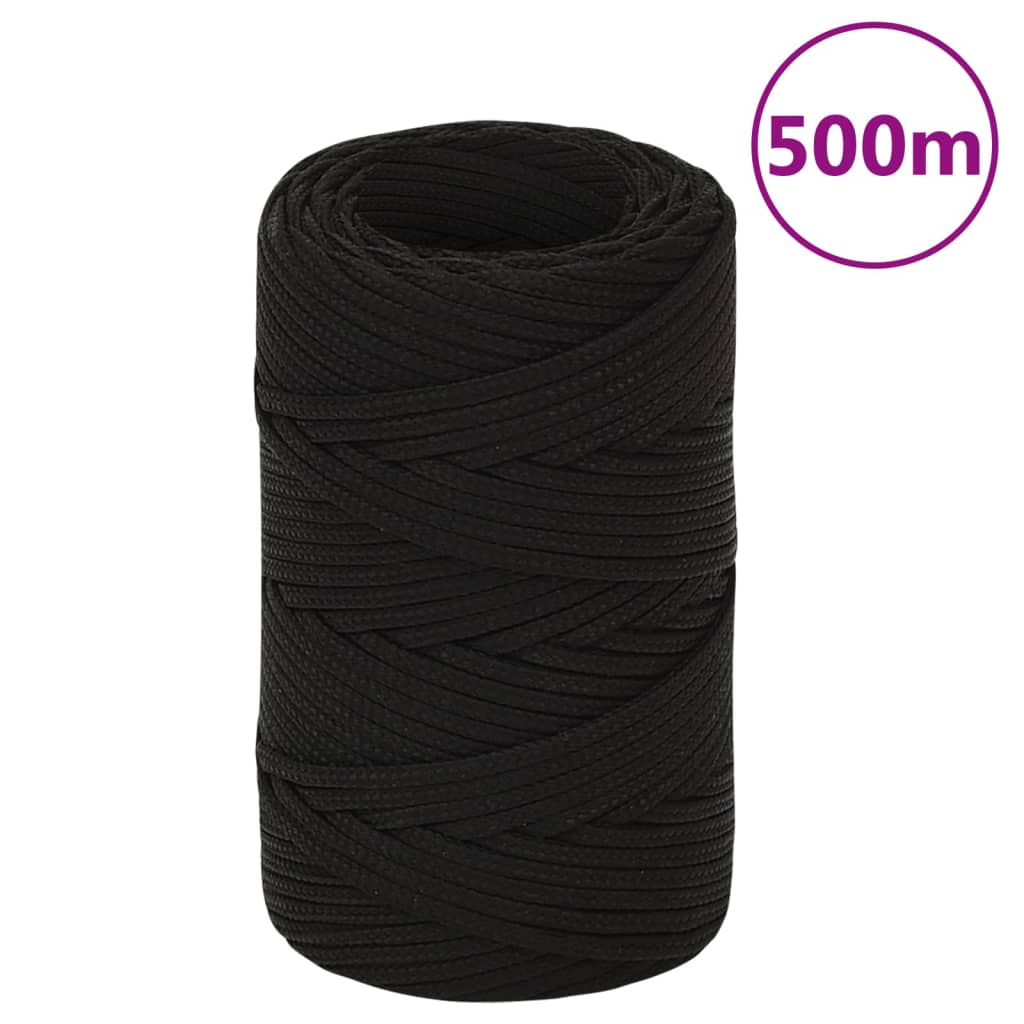 vidaXL Corda de trabalho 2 mm 500 m poliéster preto