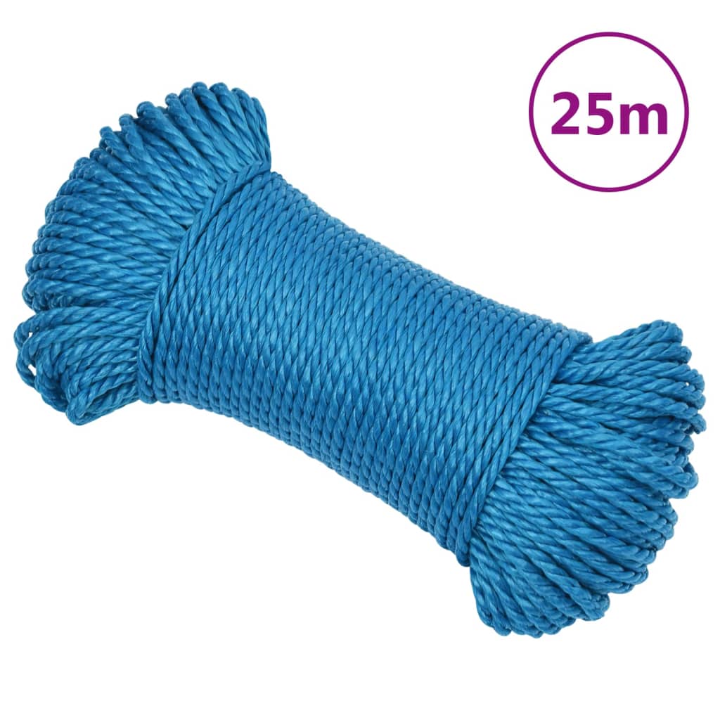 vidaXL Corda de trabalho 6 mm 25 m polipropileno azul