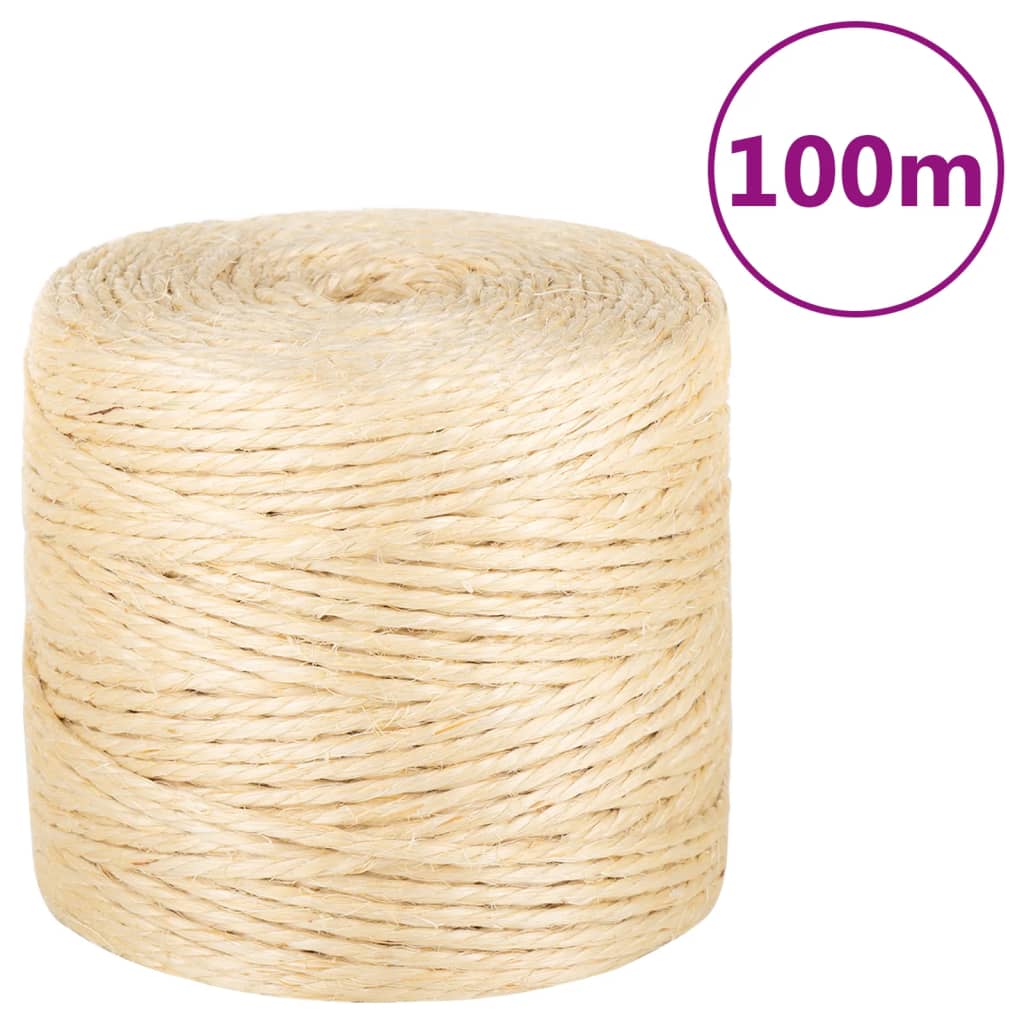 vidaXL Corda 100% sisal 4 mm 100 m