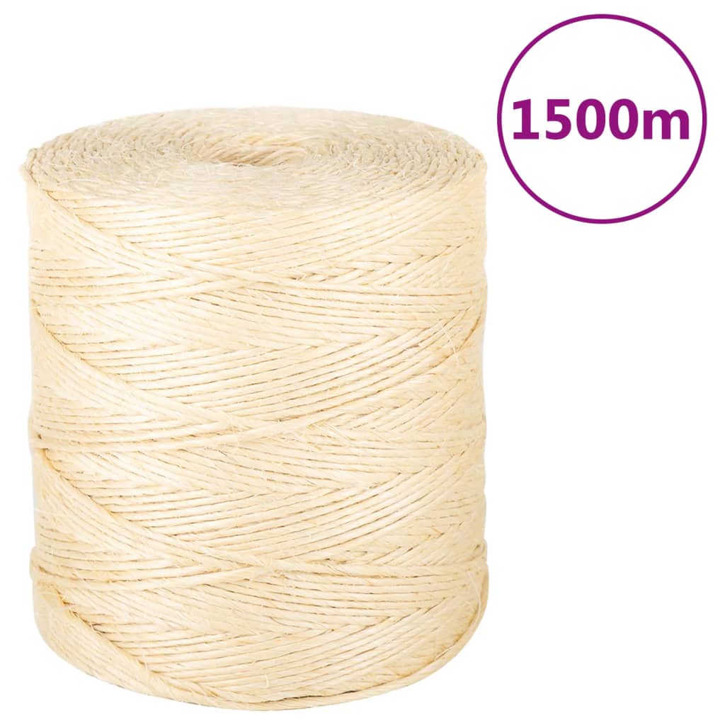 vidaXL Corda 100% sisal 2 mm 1500 m