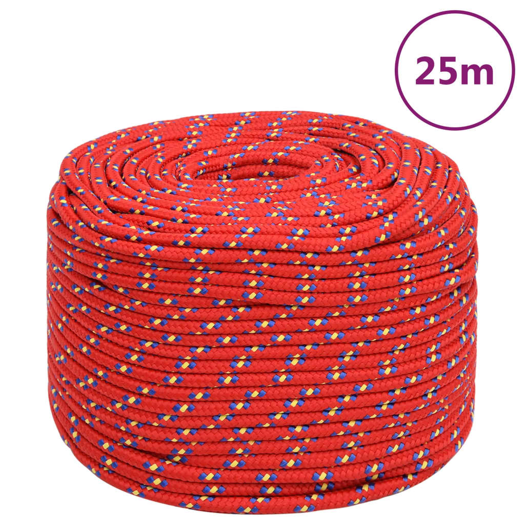 vidaXL Corda de barco 6 mm 25 m polipropileno vermelho