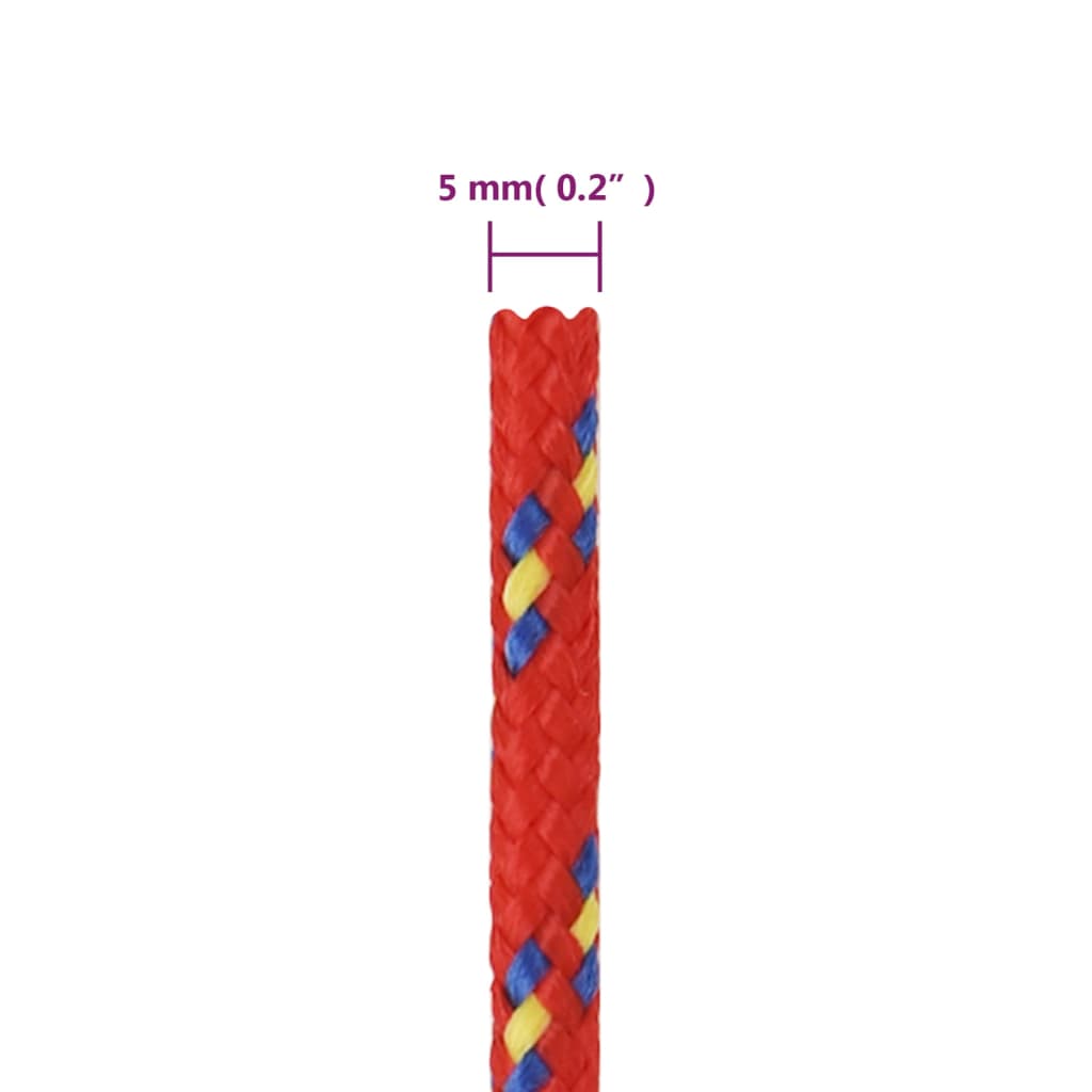 vidaXL Corda de barco 5 mm 50 m polipropileno vermelho