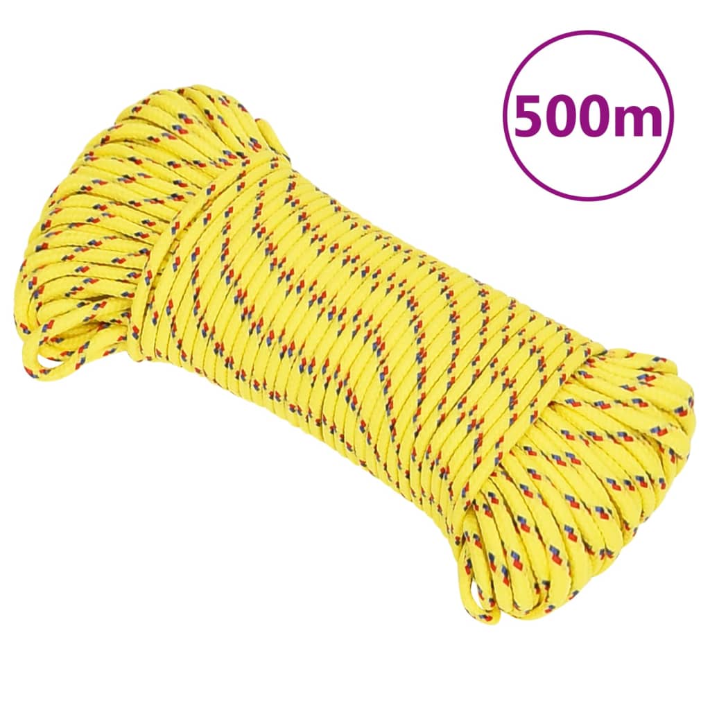 vidaXL Corda de barco 3 mm 500 m polipropileno amarelo