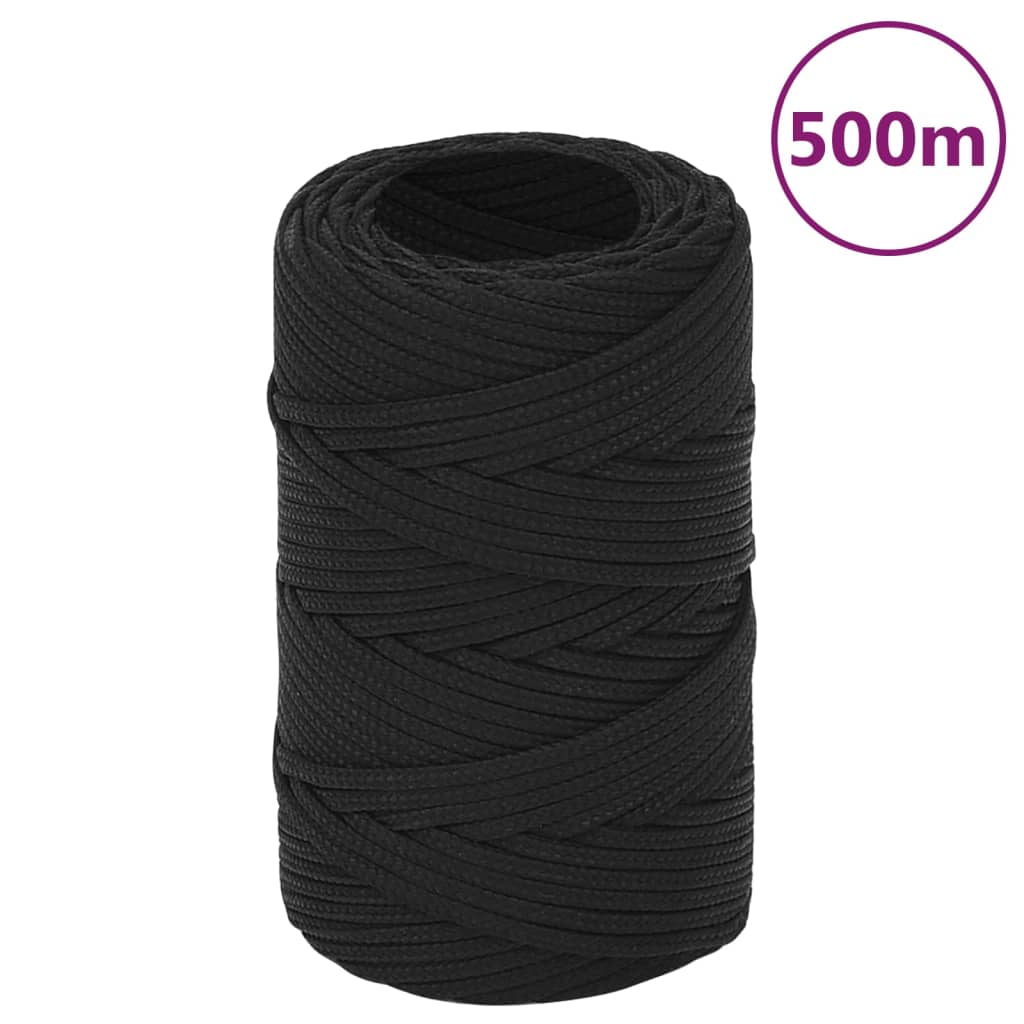 vidaXL Corda de barco 2 mm 500 m polipropileno preto completo