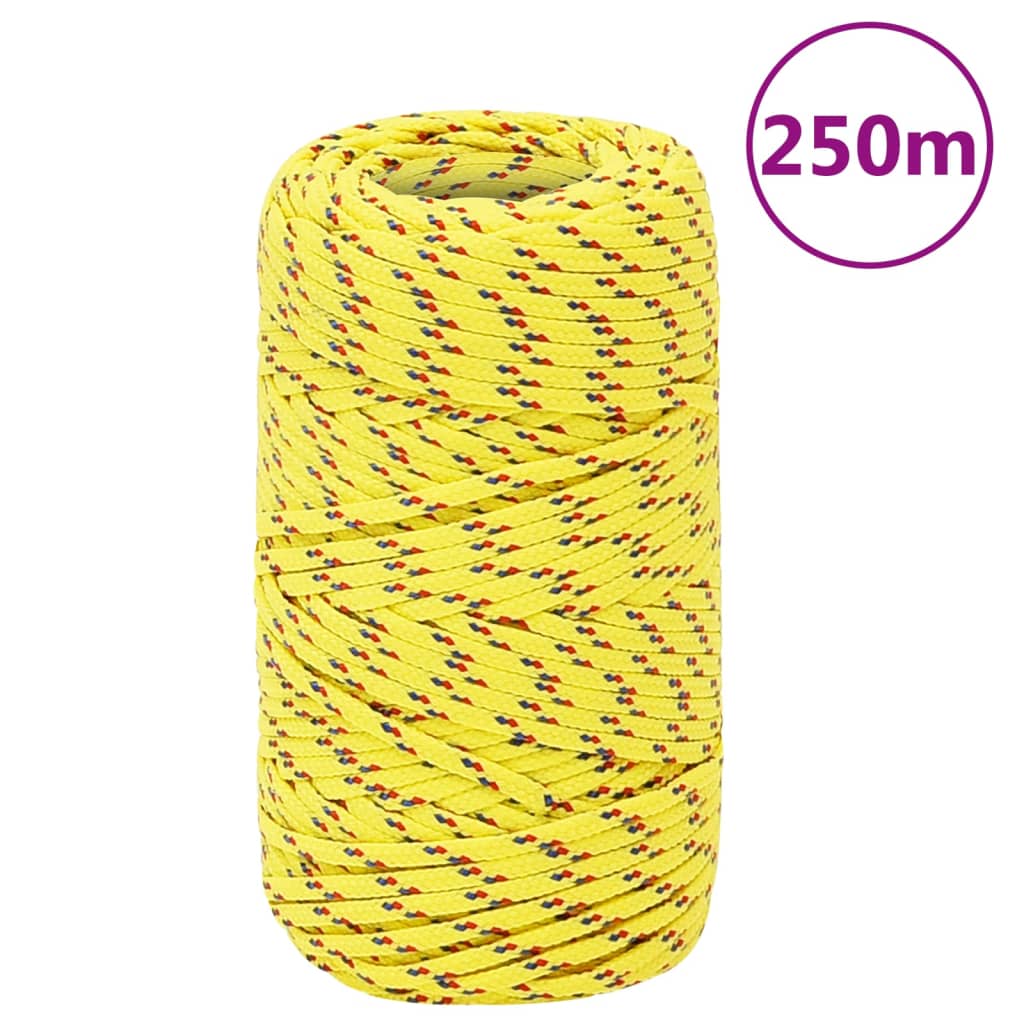 vidaXL Corda de barco 2 mm 250 m polipropileno amarelo