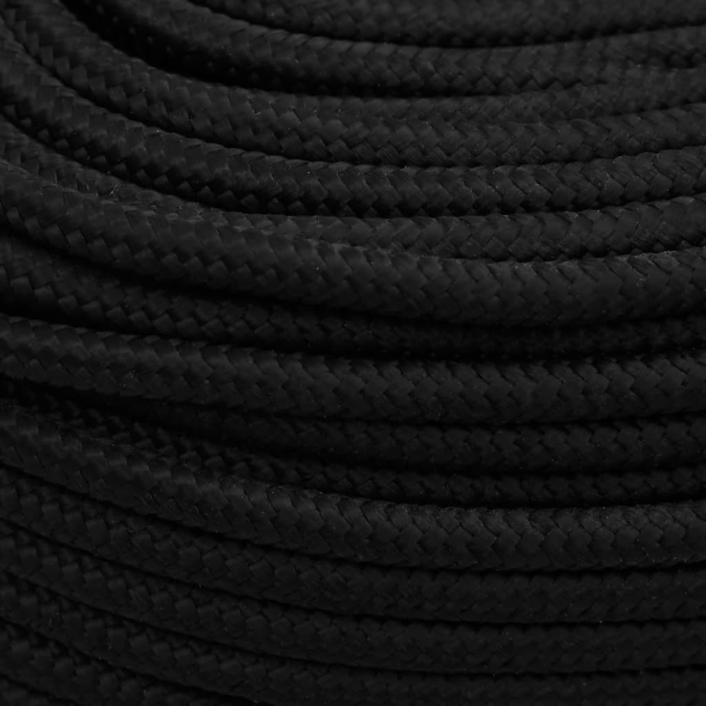 vidaXL Corda de trabalho 10 mm 50 m poliéster preto