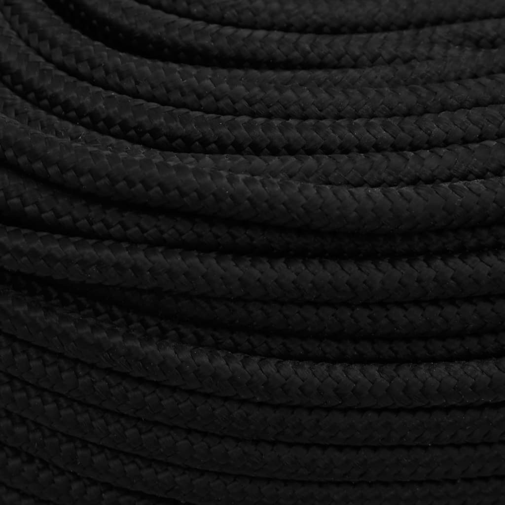 vidaXL Corda de trabalho 6 mm 100 m poliéster preto