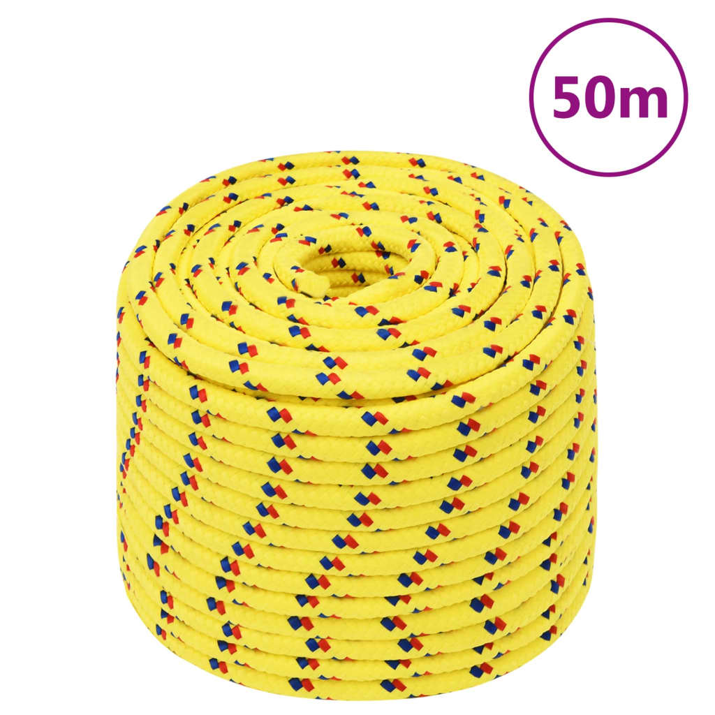 vidaXL Corda de barco 14 mm 50 m polipropileno amarelo