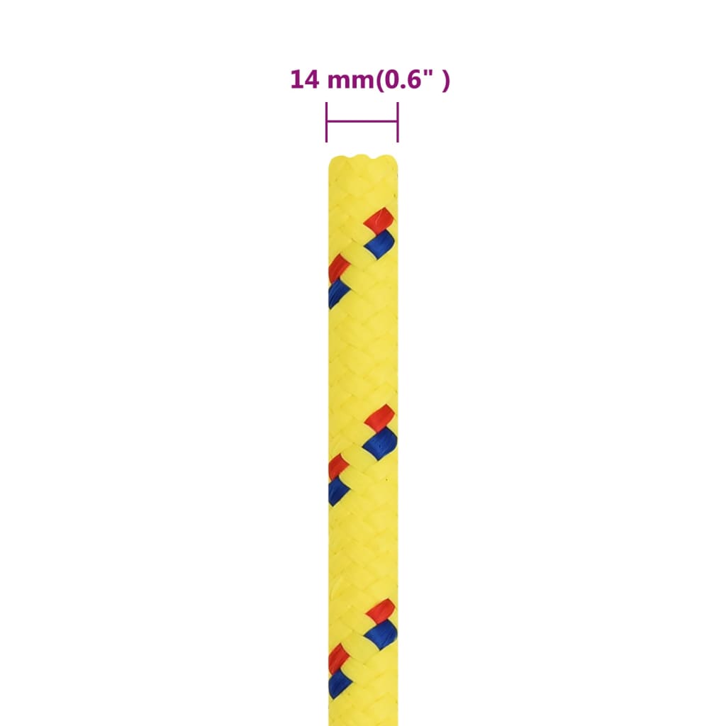 vidaXL Corda de barco 14 mm 50 m polipropileno amarelo