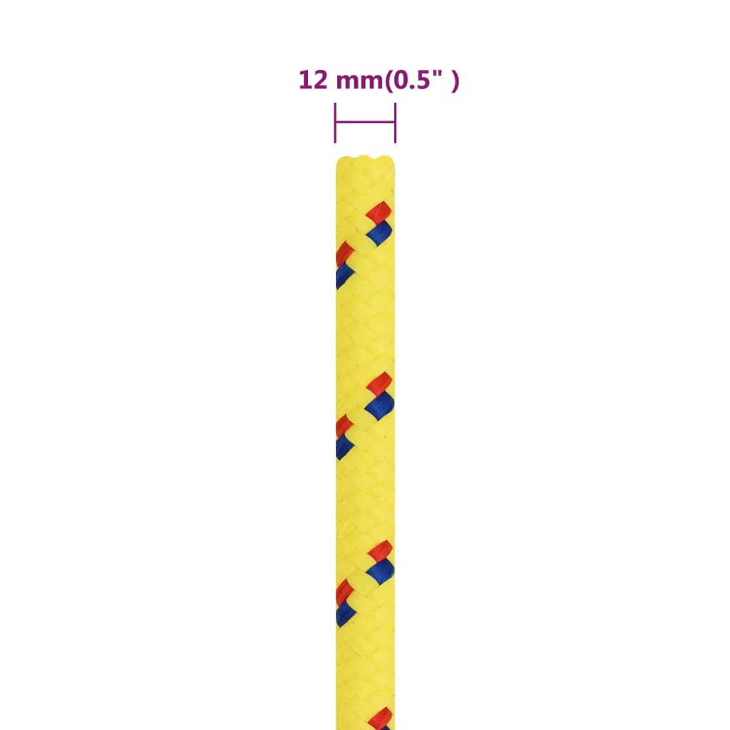 vidaXL Corda de barco 12 mm 250 m polipropileno amarelo