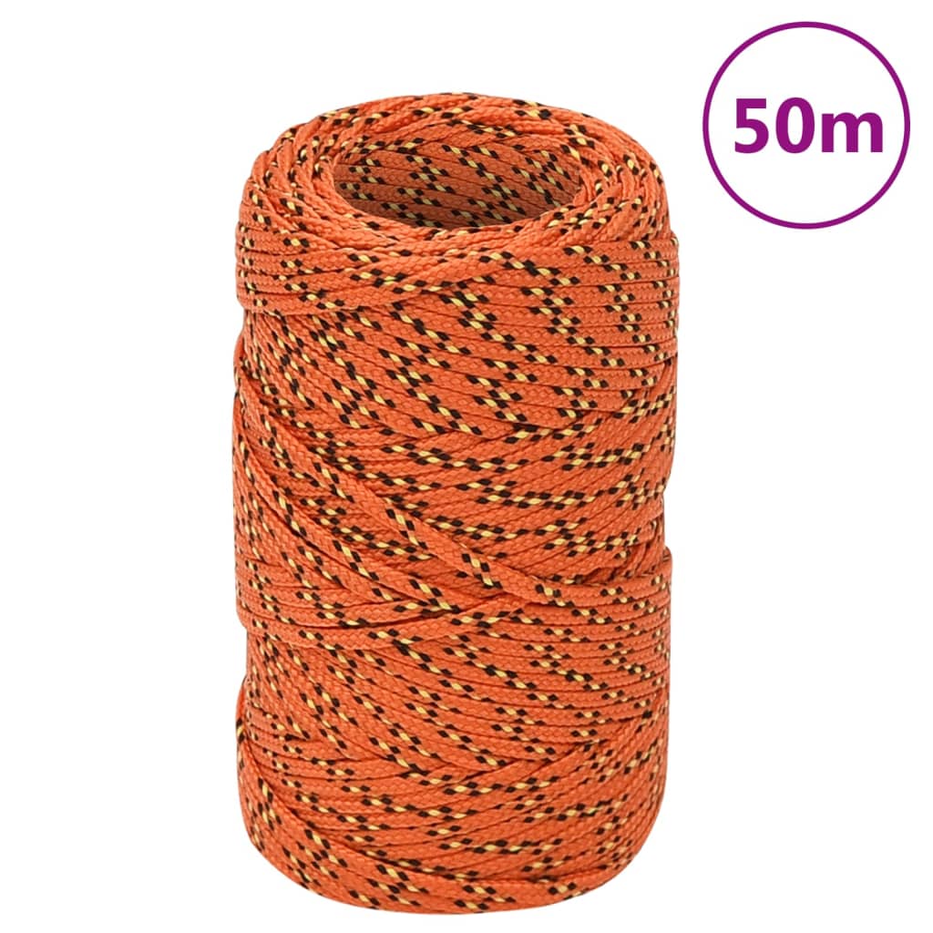 vidaXL Corda de barco 2 mm 50 m polipropileno laranja