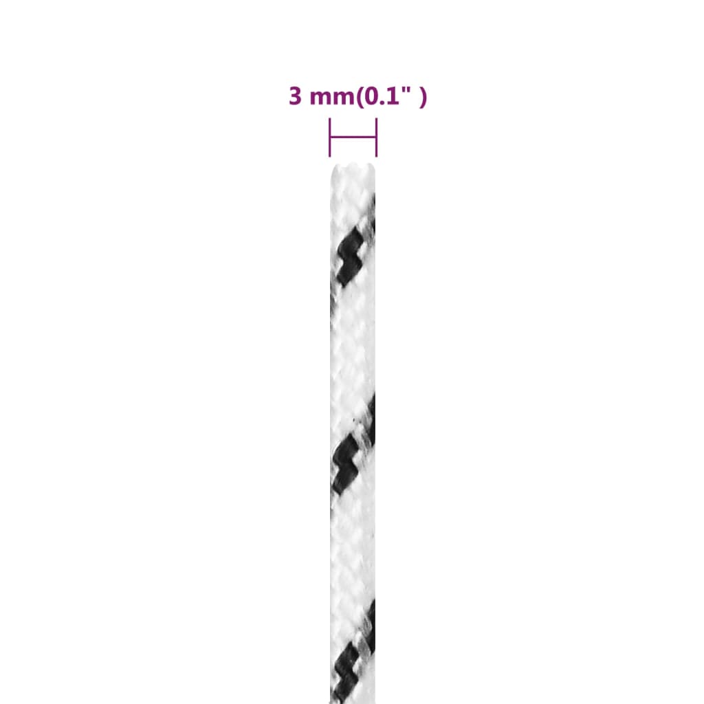 vidaXL Corda entrançada para barco 3 mm x 500 m poliéster branco