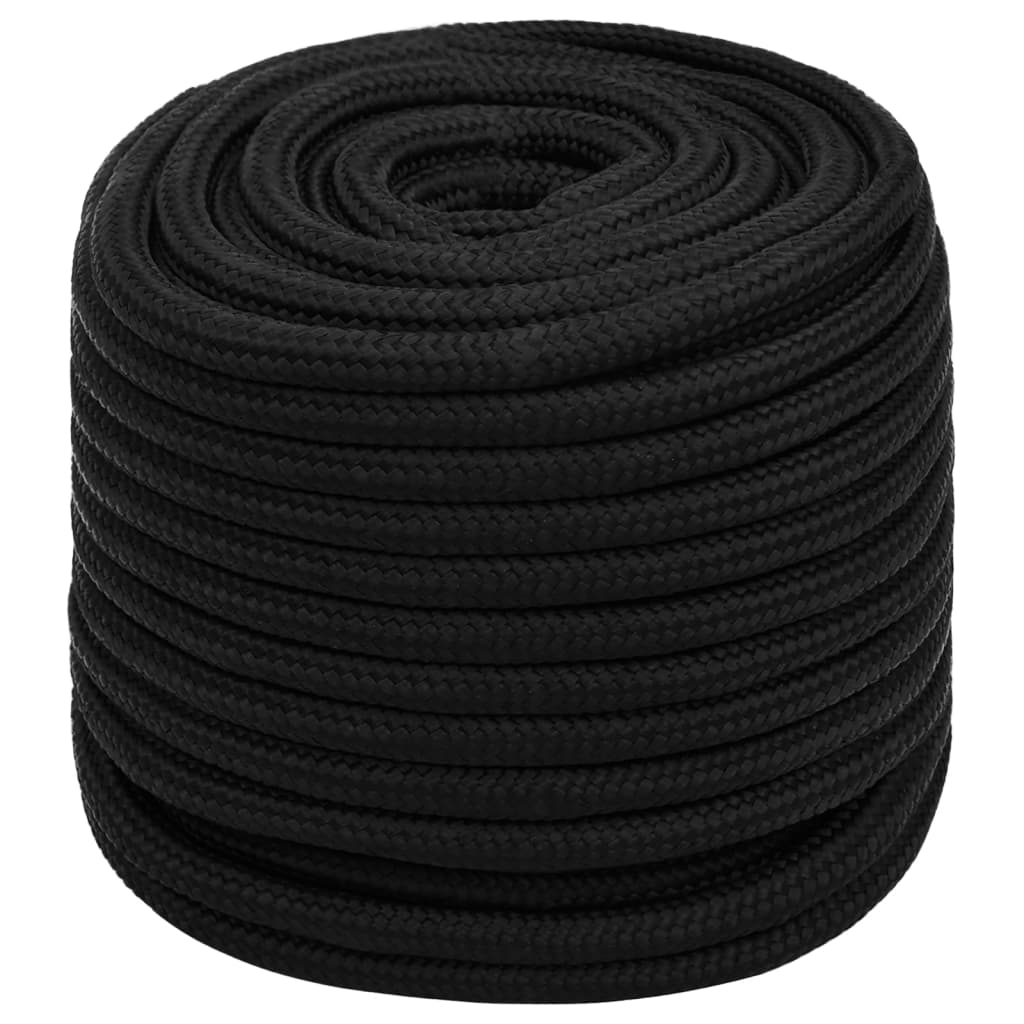 vidaXL Corda de trabalho 18 mm 25 m poliéster preto