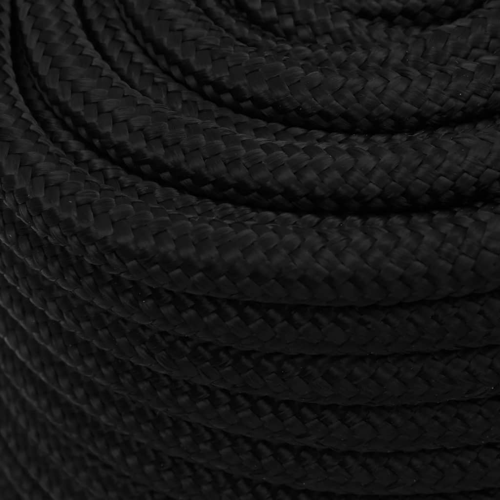 vidaXL Corda de trabalho 18 mm 25 m poliéster preto