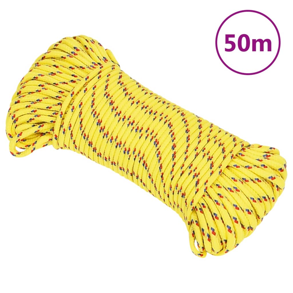 vidaXL Corda de barco 5 mm 50 m polipropileno amarelo