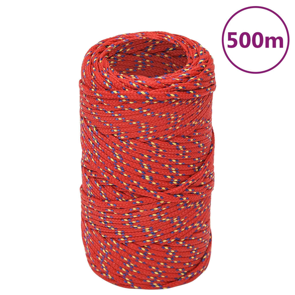 vidaXL Corda de barco 2 mm 500 m polipropileno vermelho