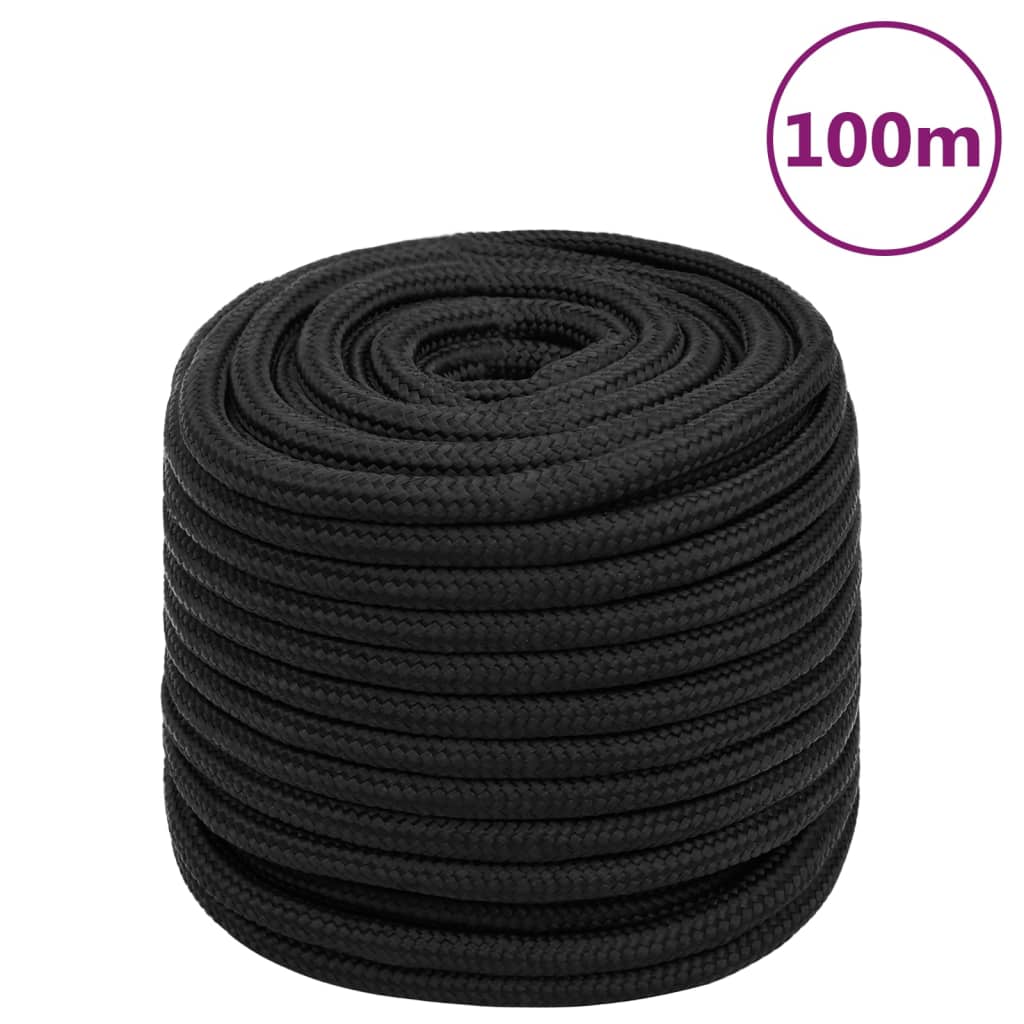 vidaXL Corda de barco 16 mm 100 m polipropileno preto completo