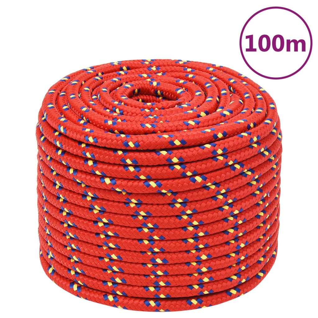 vidaXL Corda de barco 14 mm 100 m polipropileno vermelho