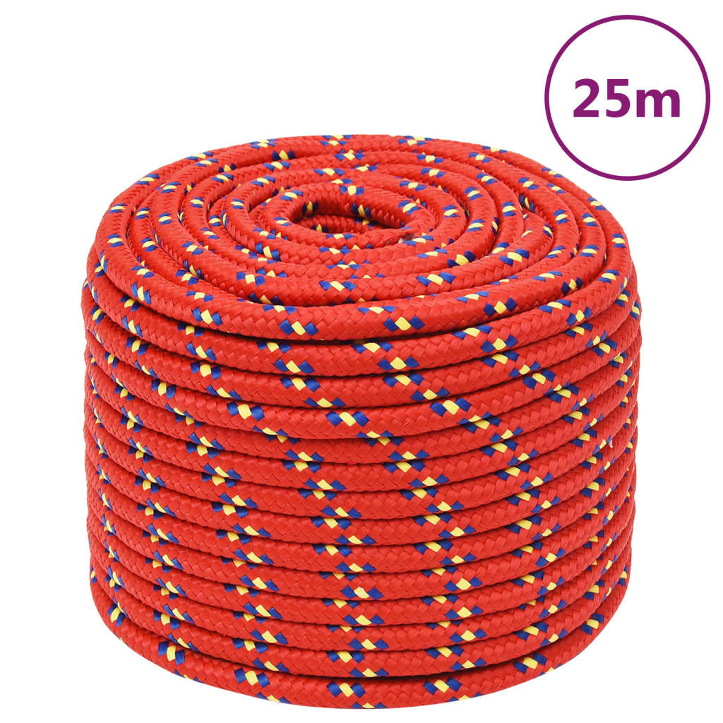 vidaXL Corda de barco 12 mm 25 m polipropileno vermelho